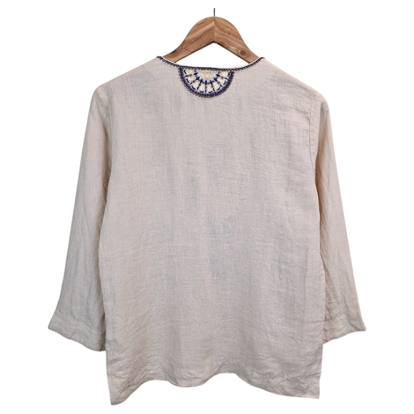 Lilly Pulitzer Linen Beaded Amelia Tunic Top Womens Sz Small Tan Oyster Shell - Picture 4 of 12